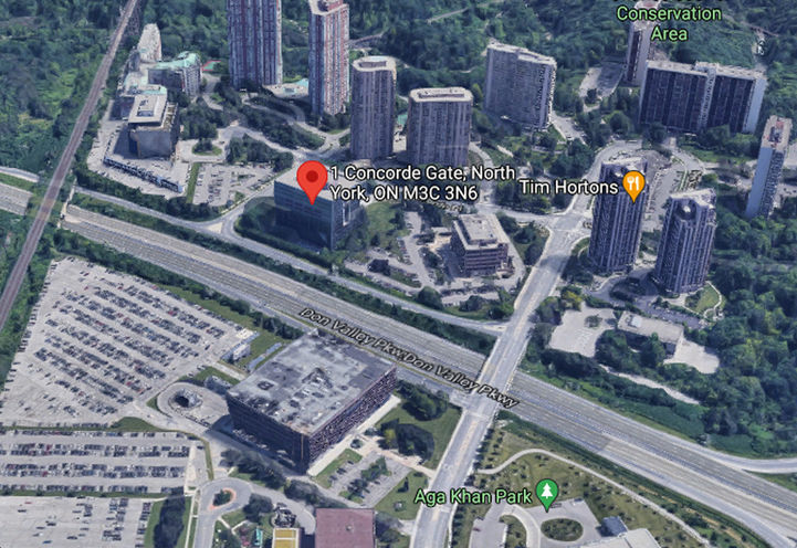 1 Concorde Gate Condos Satellite View of Project Location