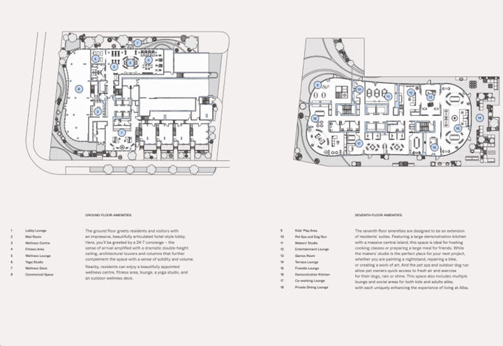 Alba Condos Amenity Layouts
