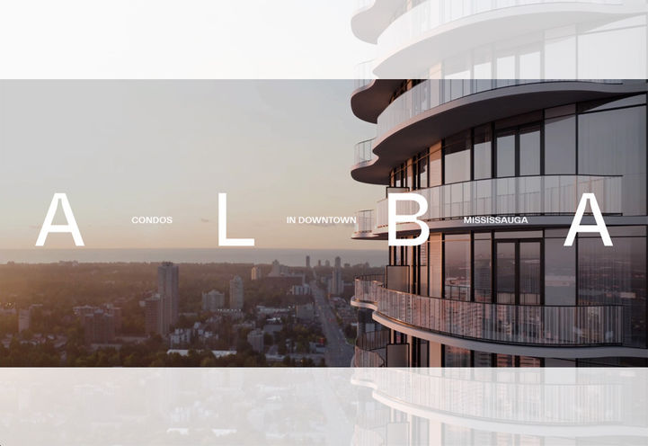 Alba Condos Mississauga Skyline View with Text
