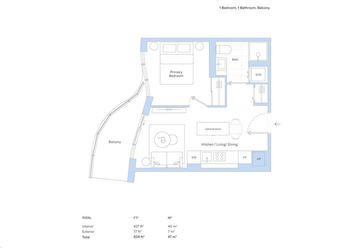 Alba Condos One Bedroom Sample Floorplan