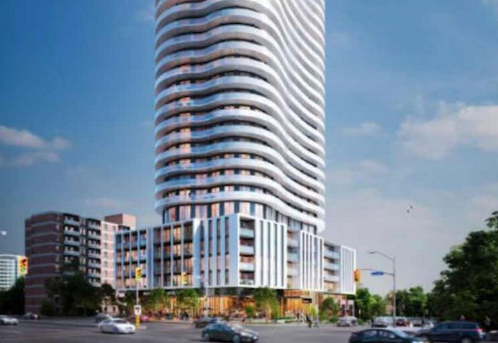 Looking at Building Exterior and Street at Alba Condos Early Design