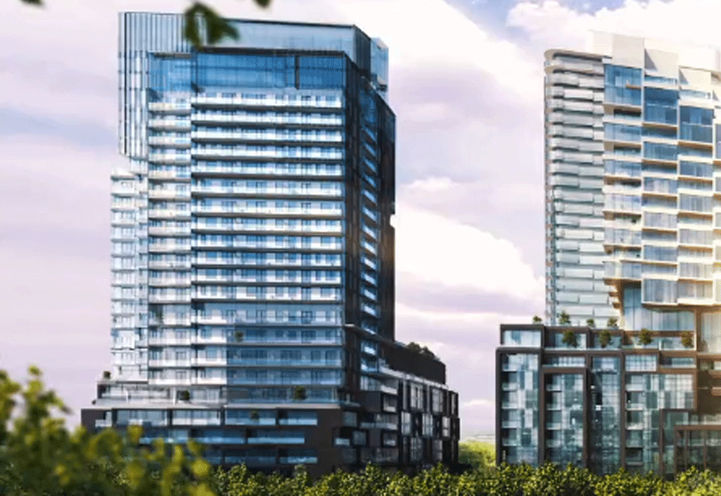 Close Up View of Galleria 02 Condos Tower at Sunrise