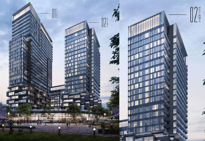 Exterior Tower View of Galleria 02 Condos at Dusk