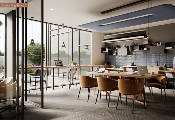 Verge Condos Co Working Space with Indoor and Outdoor Seating