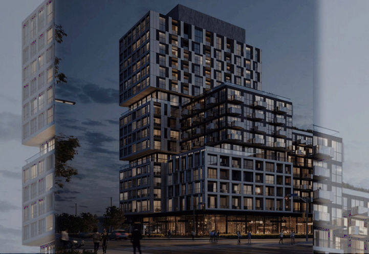 Verge Condos Dusk View of Building Exterior