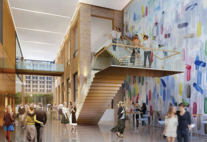 101 Spadina Condos Art Wall and Lobby With Stairs Original Design