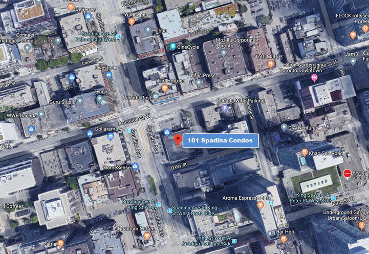 Aerial Map View of 101 Spadina Condos Neighborhood