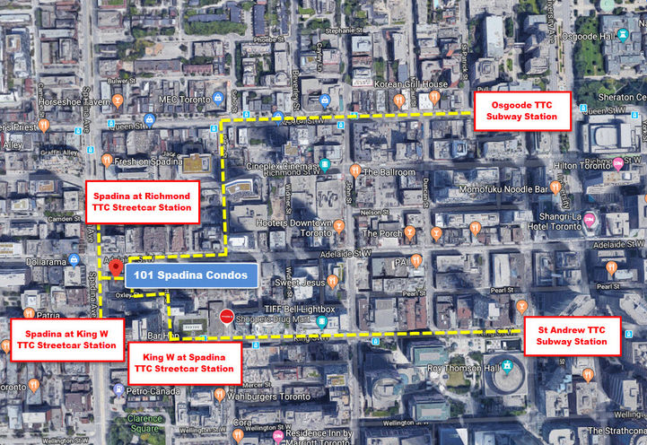 Easy access to TTC Subway and Streetcar System from 101 Spadina Condo