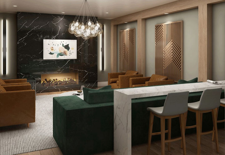 Lackner Ridge Condos- Party Room Lounge with Fireplace