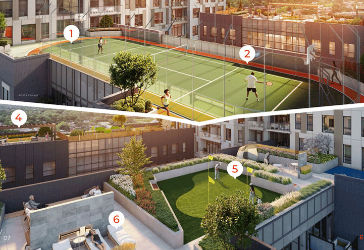 Sports Court with Running Track and Manicure Gardens