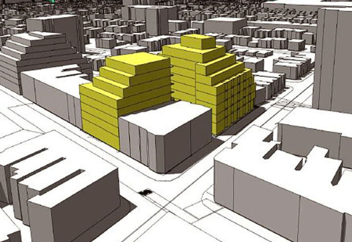 Massing Diagram of 1494 Dundas Street West Condos