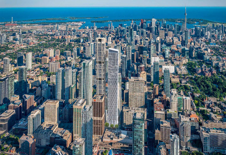 15 Bloor Street West Condos Bird's Eye View of Tower and Skyline