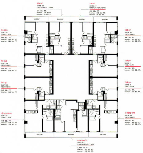 Typical Floor B - Key Plan of Exchange District Condos