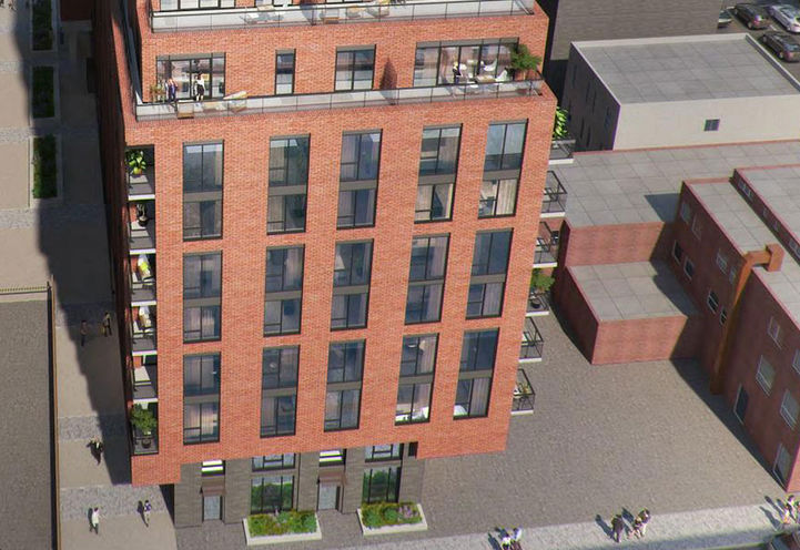 Looking down at the Podium at 170 Spadina Condos