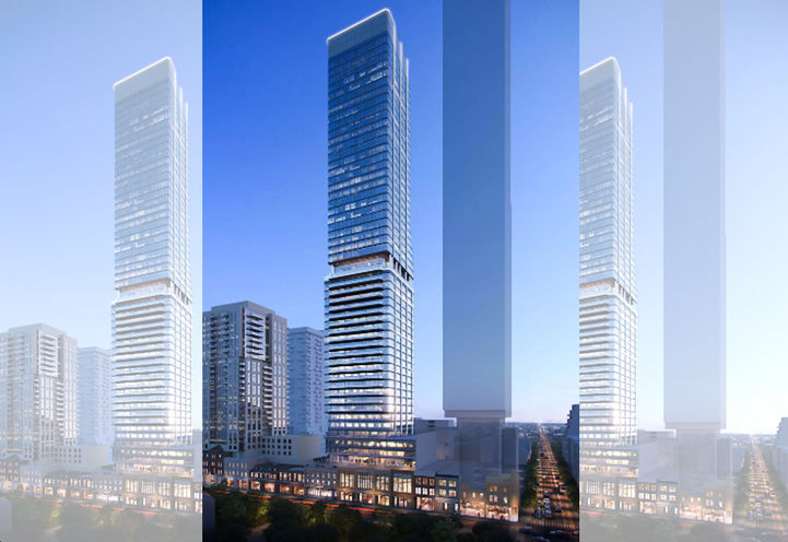 18 Dalhousie Street Condos Exterior View of Tower at Dusk