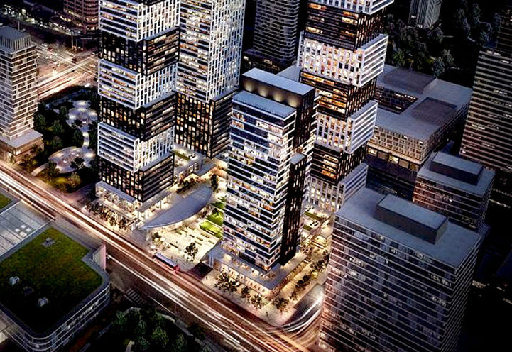 EXS Condos Aerial Evening View