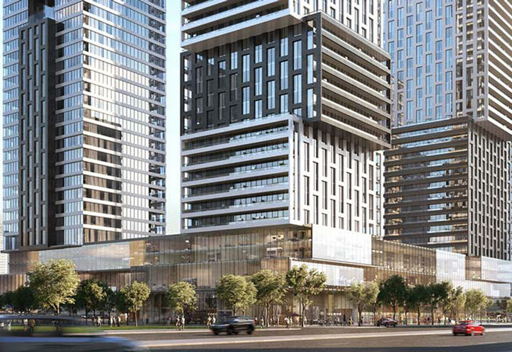 EXS Condos Street Level Podium Shot