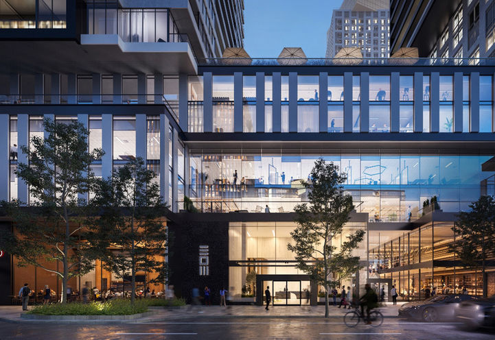 EXS Condos Street View of Entrance and Covered Bridge