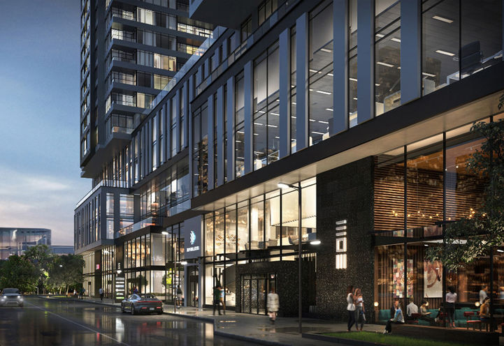 EXS Condos Streetscape View of Lower Levels and Entrance
