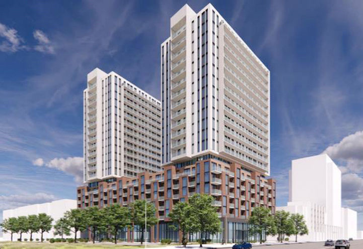 1989 Condos 2 Exterior View of Towers and Connecting Podium