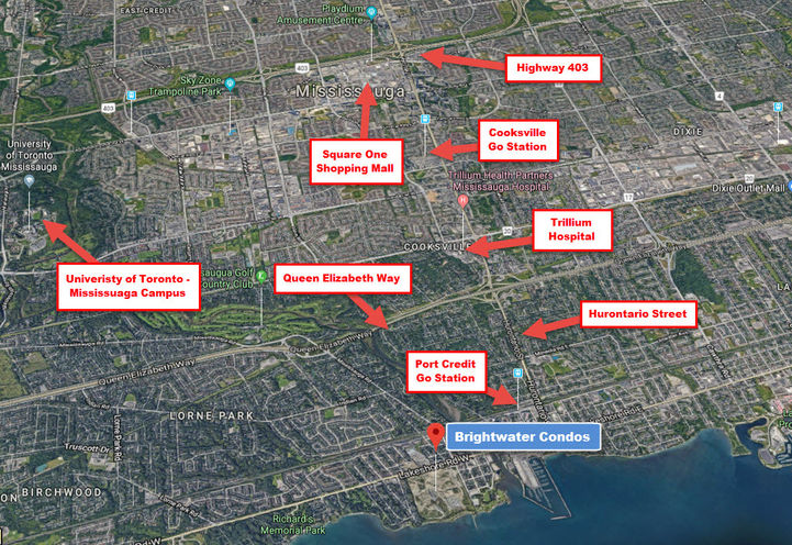 Brightwater Condos Surrounding Map Area