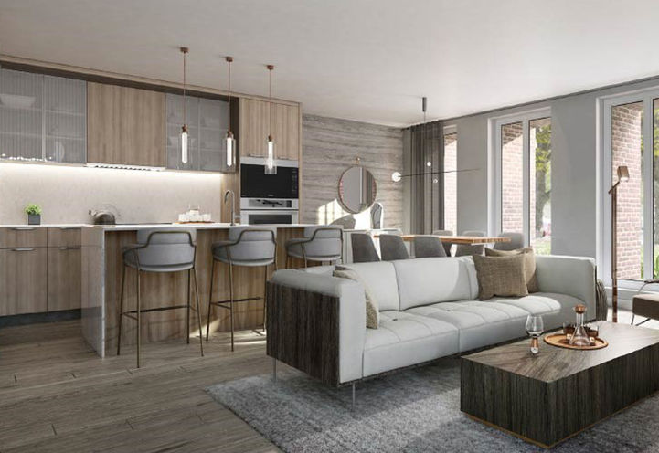 Suite Interior Living Area and Kitchen Area at 260 High Park Condos