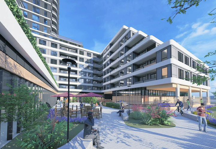 2993 Sheppard Ave East Condos View of Podium from Pedestrian Walkway