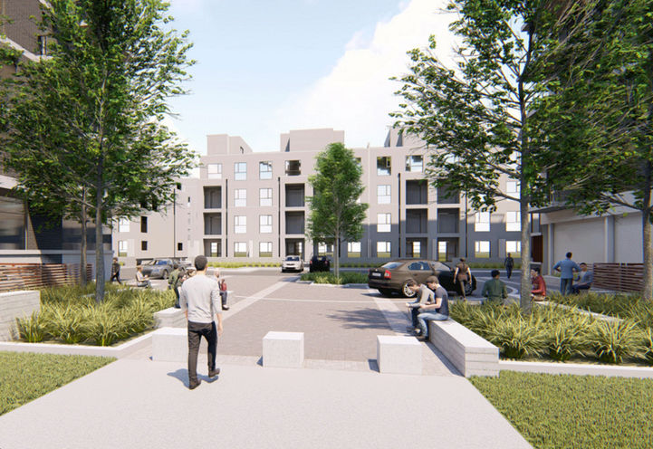 Looking East into Piazza from Trafalgar Road