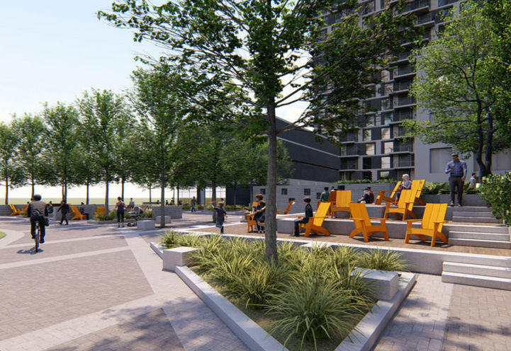 Looking South to Wheat Boom Dr. and Building F