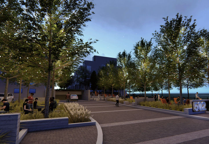 Night View of Oakvillage at Dundas Street & Trafalgar Rd