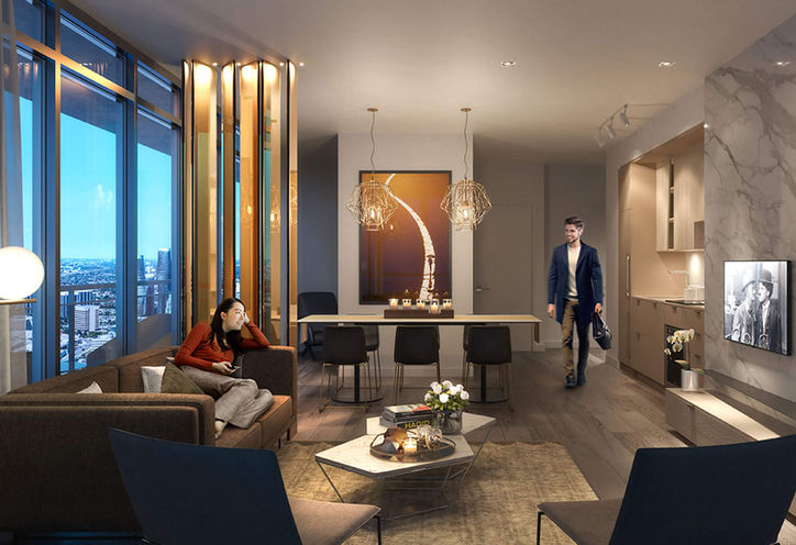 Living Interior, M City Condos Phase 2 on Burnamthorpe Road and Confederation Parkway