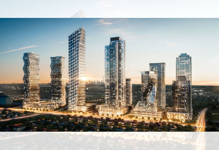 M City Condos 4 Community View of Tower Exteriors at Dusk