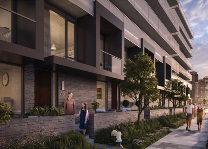 M City Condos 4 Street Level View of Townhomes Exteriors