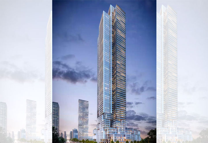 M City Condos 4 View of the Tower and Podium at Dusk