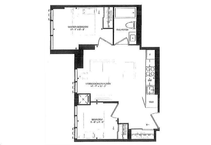 400 King West Condos 2 Bedroom Sample Floorplan