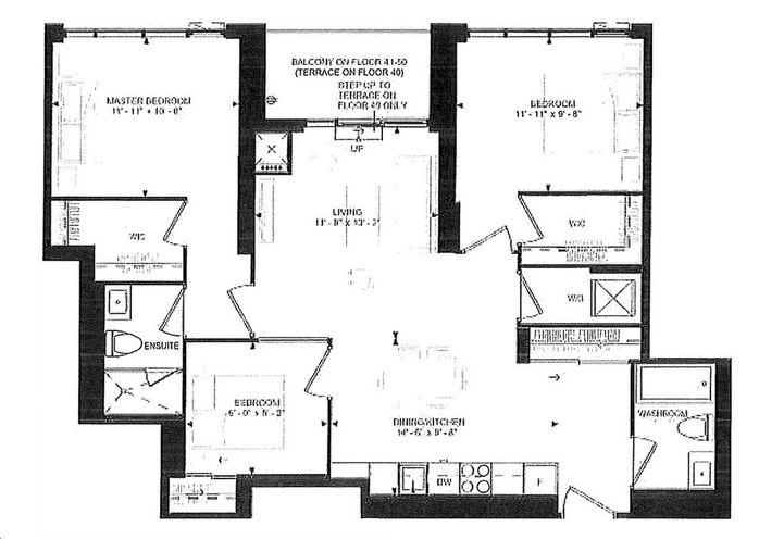 400 King West Condos 3 Bedroom Sample Floorplan