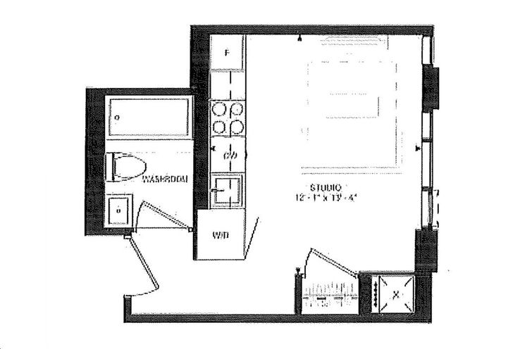 400 King West Condos Studio Suite Sample Floorplan