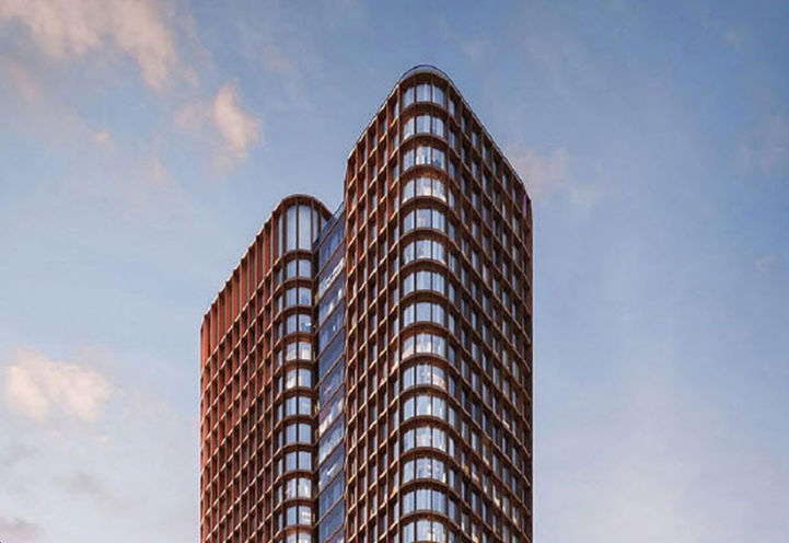 Skyline of 411 King Street Condos and Upper Level Exterior Condos