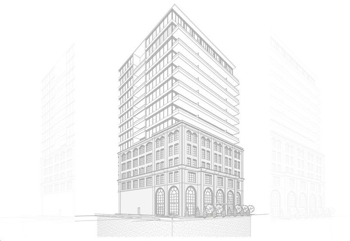 4174 Dundas Street West Condos Black & White Artist Concept Drawing