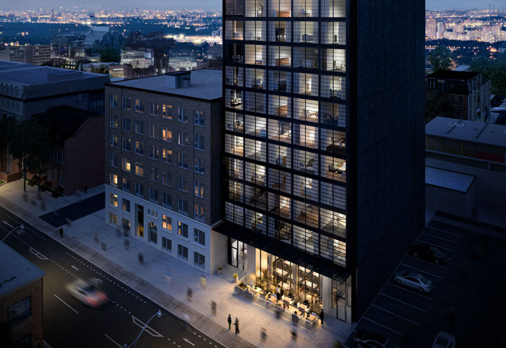 View of Podium and Street Level at Woodsworth Condos