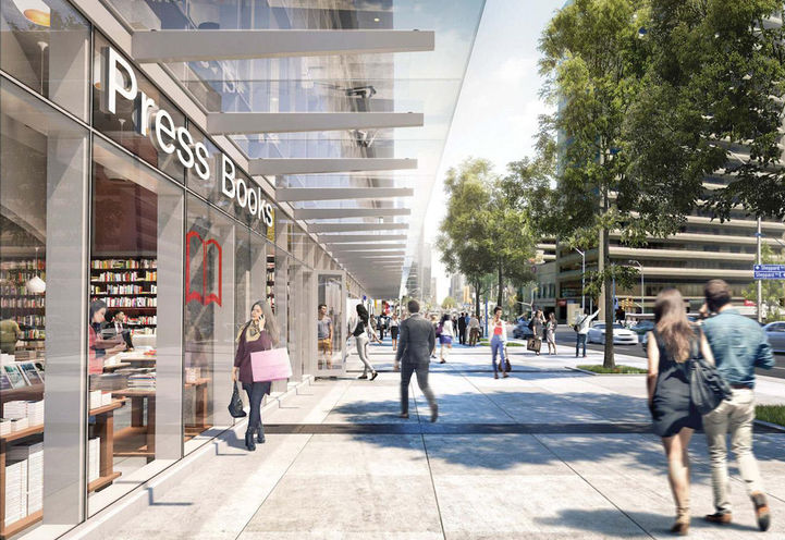 4800 Yonge Street Condos Sidewalk With Trees and Podium Shops