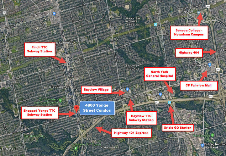 4800 Yonge Street Condos Surrounding Area Map View