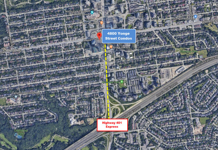 Easy Access to Highway 401 Express from 4800 Yonge Street Condos
