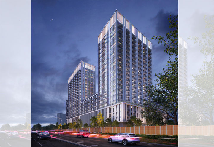 5 Capri Road Condos 2 Exterior View of Towers at Night