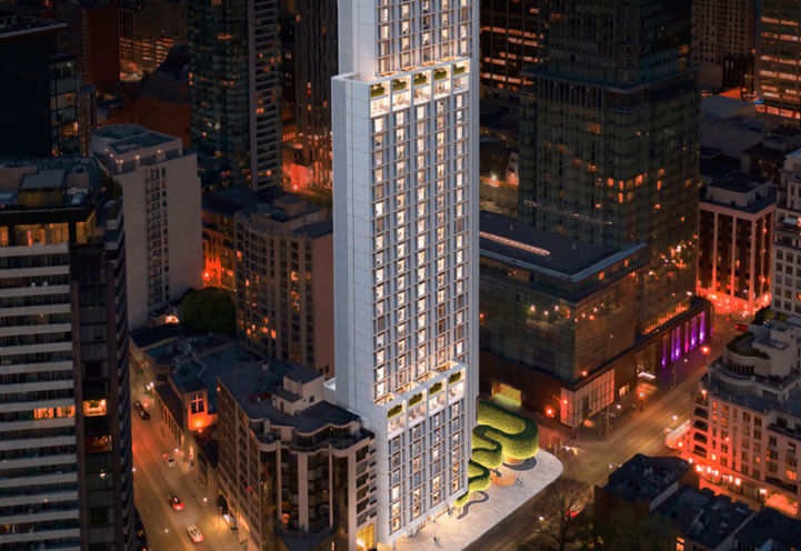 50 Scollard Condos Aerial View at Night