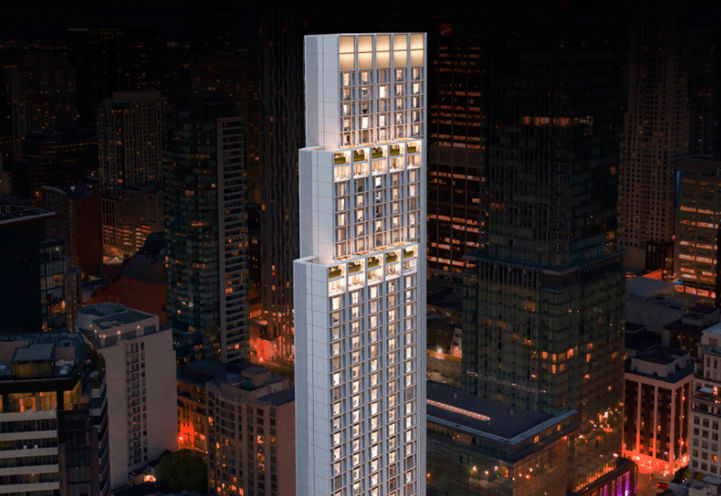 50 Scollard Condos Night Aerial View