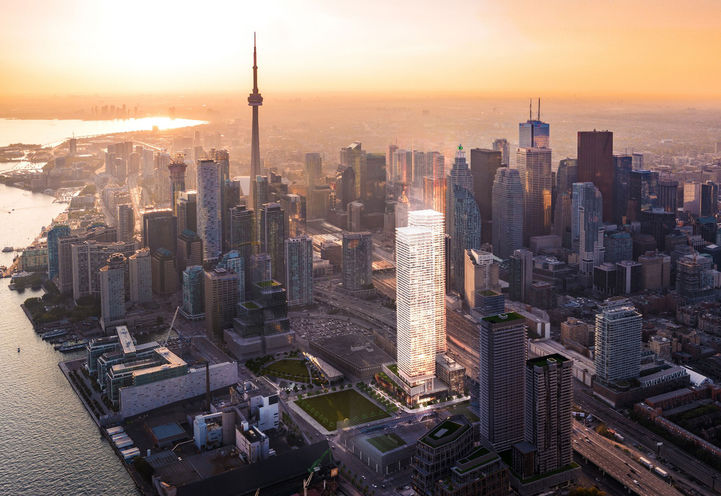 Aerial View of Sugar Wharf Condos by Menkes Development