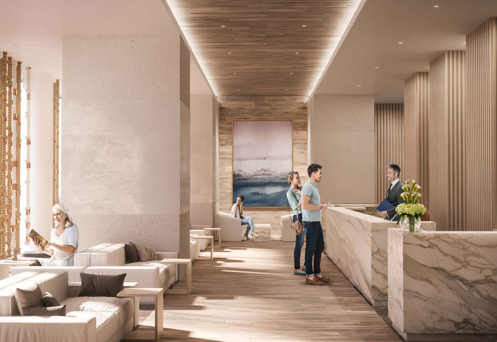 The Welcoming Lobby at Sugar Wharf Condos