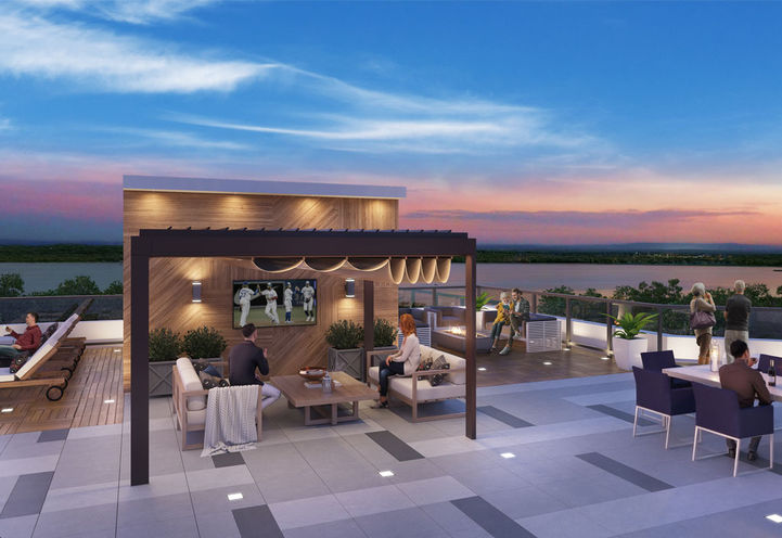 LakeVu Condos 2 Rooftop Terrace with Seating and View of Lake