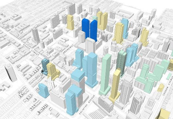 65 Broadway Avenue Condos Highlighted in Dark Blue